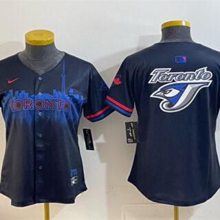 Women's Toronto Blue Jays Team Big Logo Navy 2024 City Connect Limited Stitched Baseball Jersey(Run Small)