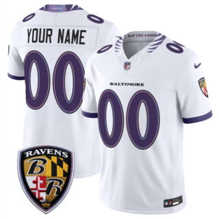 Women's Baltimore Ravens Active Player Custom White 2026 F.U.S.E. Vapor Stitched Limited Football Jersey(Run Small)