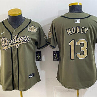 Women's Los Angeles Dodgers Olive #13 Max Muncy 2026 Armed Forces Day Stitched Baseball Jersey(Run Small)