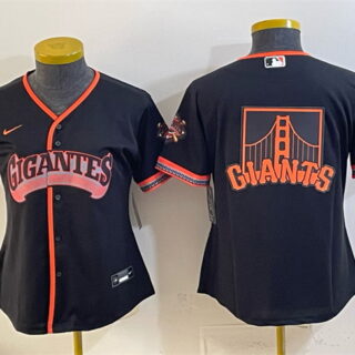 Women's San Francisco Giants Team Big Logo Black 2026 Alternate Stadium Stitched Baseball Jersey(Run Small)