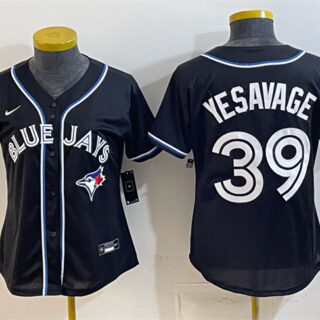 Women's Toronto Blue Jays #39 Trey Yesavage 2026 Fashion Replica Black Out Stitched Baseball Jersey(Run Small)