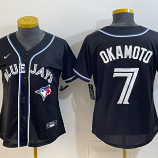 Women's Toronto Blue Jays #7 Kazuma Okamoto 2026 Fashion Replica Black Out Stitched