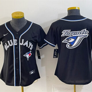 Women's Toronto Blue Jays Team Big Logo 2026 Fashion Replica Black Out Stitched Baseball Jersey(Run Small)