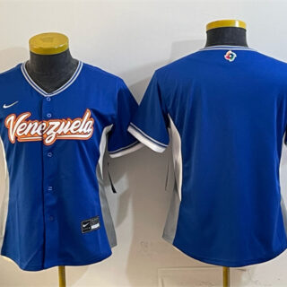 Women's Venezuela Baseball Blank Royal 2026 World Baseball Classic Road Stadium Stitched Baseball Jersey(Run Small)