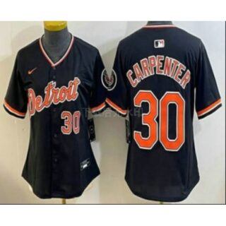 Women's Detroit Tigers #30 Kerry Carpenter Black Stadium Jersey