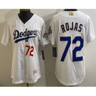 Women's Los Angeles Dodgers #72 Miguel Rojas White 2026 Gold Collection Stadium Jersey