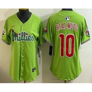 Women's Philadelphia Phillies #10 JT Realmuto Light Green Fashion Cool Base Jersey