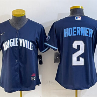 Youth Chicago Cubs #2 Nico Hoerner Navy City Connect Stitched Jersey