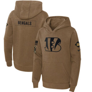 Youth Cincinnati Bengals 2023 Brown Salute To Service Pullover Hoodie