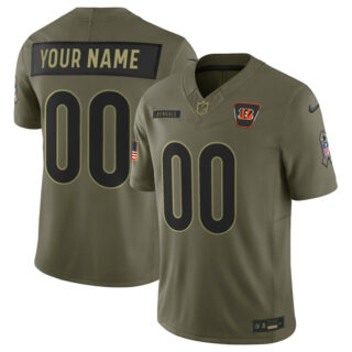Youth Cincinnati Bengals Active Player Custom Olive 2025 F.U.S.E. Salute to Service Limited Stitched Football Jersey
