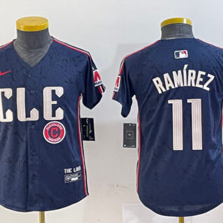 Youth Cleveland Guardians #11 Jose Ramirez Navy 2024 City Connect Limited Stitched Baseball Jerseys