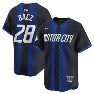 Youth Detroit Tigers #28 Javier Baez 2024 Navy City Connect Cool Base Limited Stitched Baseball Jersey