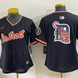 Youth Detroit Tigers Team Big Logo Black 2026 Alternate Vapor Premier Limited Stitched Baseball Jersey