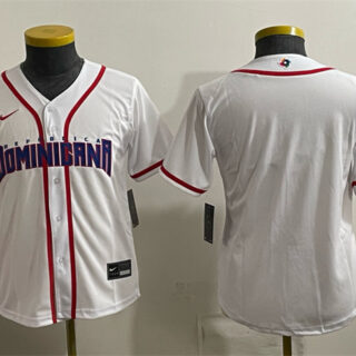 Youth Dominican Republic Baseball Blank White 2026 World Baseball Classic Home Stadium Stitched Baseball Jersey
