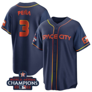 Youth Houston Astros #3 Jeremy Pena Navy 2022 World Series Champions City Connect Stitched BaseballJersey