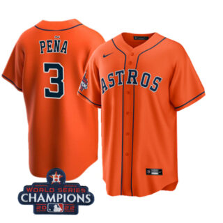 Youth Houston Astros #3 Jeremy Pena Orange 2022 World Series Champions Stitched BaseballJersey