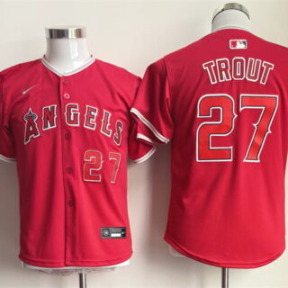 Youth Los Angeles Angels #27 Mike Trout Red Limited Stitched Baseball Jersey
