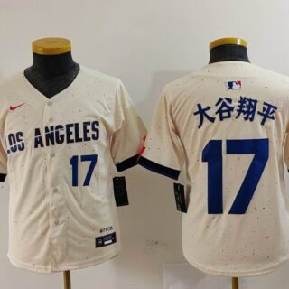 Youth Los Angeles Dodgers #17 Shohei Ohtani Cream Stitched Baseball Jerseys