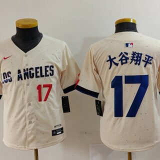 Youth Los Angeles Dodgers #17 Shohei Ohtani Cream Stitched Baseball Jerseys
