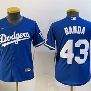 Youth Los Angeles Dodgers #43 Anthony Banda Royal Cool Base Stitched Baseball Jersey