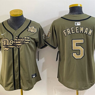Youth Los Angeles Dodgers #5 Freddie Freeman Olive 2026 Armed Forces Day Stitched Baseball Jersey