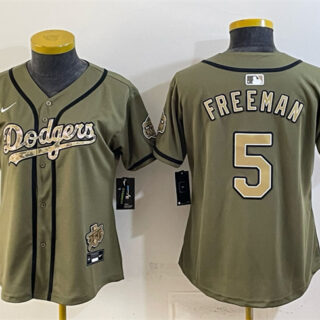 Youth Los Angeles Dodgers #5 Freddie Freeman Olive 2026 Military Appreciation Game Day Stitched Baseball Jersey