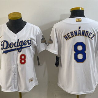 Youth Los Angeles Dodgers #8 Enrique Hernandez White 2026 Gold Collection Stadium Stitched Baseball Jersey