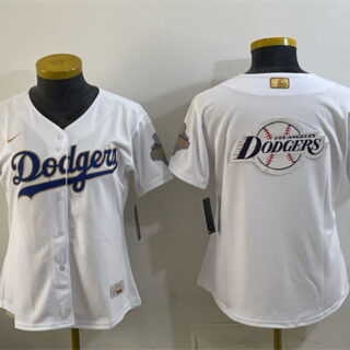 Youth Los Angeles Dodgers Team Big Logo White 2026 Gold Collection Stadium Stitched Baseball Jersey