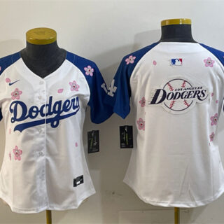 Youth Los Angeles Dodgers Team Big Logo White Royal 2025 Tokyo Series Limited Stitched Baseball Jerseys