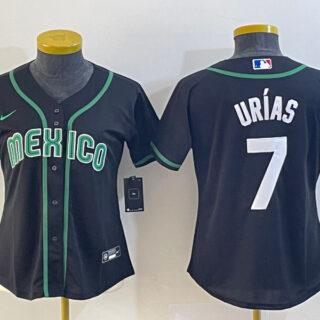 Youth Mexico Baseball #7 Julio Urias 2023 Black World Baseball Classic Stitched Jersey