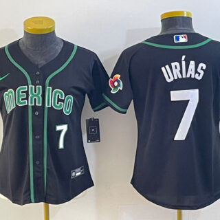 Youth Mexico Baseball #7 Julio Urias 2023 Black World Baseball Classic With Patch Stitched Jersey
