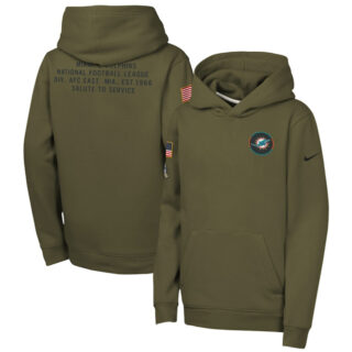 Youth Miami Dolphins Olive 2025 Salute to Service Club Fleece Hoodie