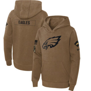 Youth Philadelphia Eagles 2023 Brown Salute To Service Pullover Hoodie