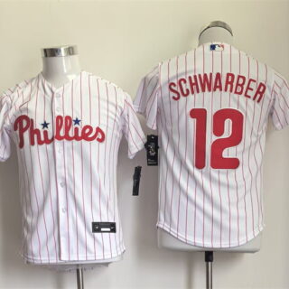 Youth Philadelphia Phillies #12 Kyle Schwarber White Stitched Jersey