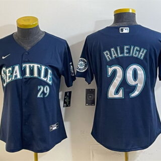 Youth Seattle Mariners #29 Cal Raleigh Navy Cool Base Stitched Baseball Jersey