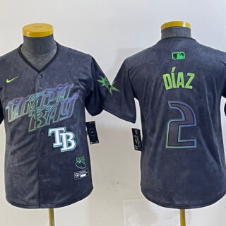 Youth Tampa Bay Rays #2 Yandy Diaz Charcoal 2024 City Connect Limited Stitched Baseball Jersey