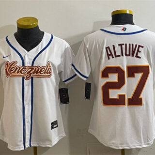 Youth Venezuela Baseball #27 Jose Altuve White 2026 World Baseball Classic Home Stadium Stitched Baseball Jersey