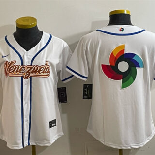 Youth Venezuela Baseball White 2026 World Baseball Classic Big Logo Home Stadium Stitched Baseball Jersey