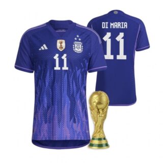 Youth Angel Di Maria Argentina National Team Purple Away 3 Stars 2022 World Cup Champions Jersey