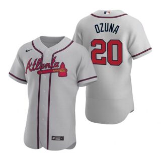 Men's #20 Marcell Ozuna Atlanta Braves Flex Base Jersey Gray