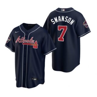Men's Dansby Swanson Atlanta Braves Cool Base All Star Jersey Navy