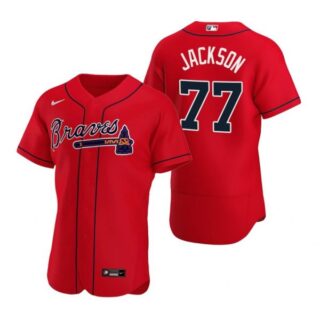 Men's #77 Luke Jackson Atlanta Braves Flex Base Jersey Red