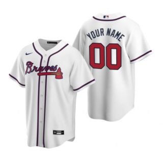 Men's Custom Atlanta Braves Cool Base Jersey White