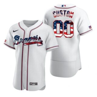 Men's Custom Atlanta Braves Flex Base Jersey White Stars