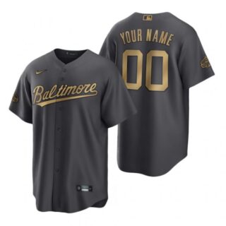 Men's Cool Base Custom Baltimore Orioles 2022 MLB All-Star Game Charcoal Black Stitched Jersey