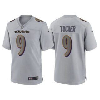 Women's Baltimore Ravens Justin Tucker Gray Atmosphere Fashion Stitched Jersey