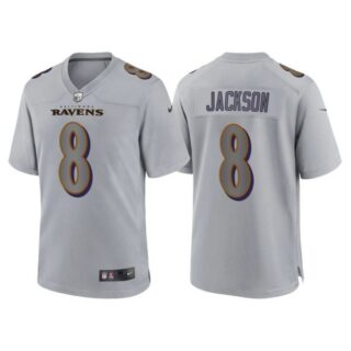 Women's Baltimore Ravens Lamar Jackson Gray Atmosphere Fashion Stitched Jersey
