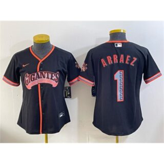 Women's San Francisco Giants #1 Luis Arraez Black 2026 Alternate Stadium Stitched Baseball Jersey(Run Small)