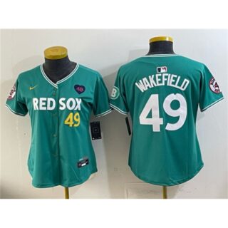 Women's Boston Red Sox #49 Tim Wakefield Memorial Green 2025 City Connect Limited Stitched Baseball Jersey(Run Small)