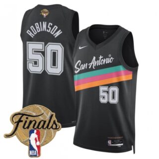 Men's San Antonio Spurs #50 David Robinson Black 2026 Finals City Edition Stitched Basketball Jersey